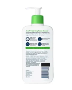 CeraVe Hydrating Facial Cleanser – Back Side Back label of CeraVe Hydrating Facial Cleanser showing ingredients, directions, and product features