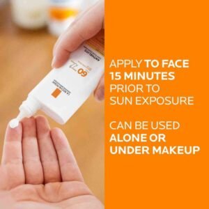 la-roche-posay-anthelios-lightweight-facial-sunscreen-spf60- dispensing on hand fingers