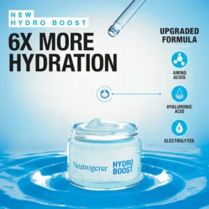 Neutrogena Hydro Boost Water Gel jar showing lightweight gel texture and 6X hydration formula