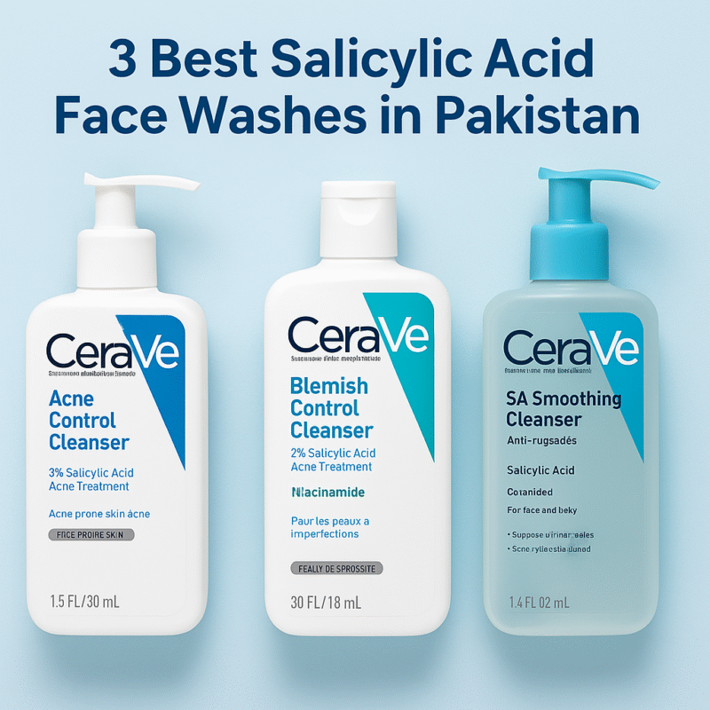 best CeraVe salicylic acid cleansers lineup for acne, blemishes, and rough skin.