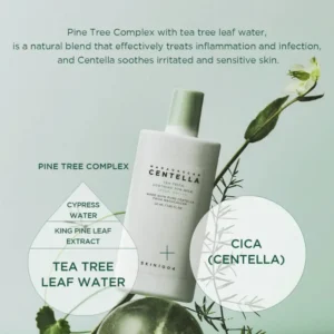 SKIN1004 Tea-Trica Soothing Sun Milk key ingredients Pine Tree Complex Tea Tree Leaf Water and Cica