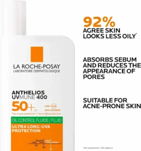 la-roche-posay-anthelios-uvmune-400-oil-control-benefits- La Roche-Posay Anthelios UVMune 400 Oil Control sunscreen absorbs sebum for acne-prone skin
